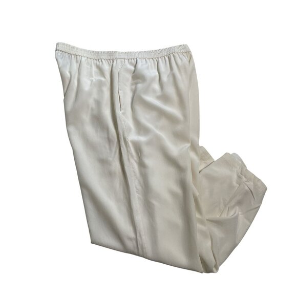Bob Mackie Wearable Art Pull Cream Silk Stretch Waist Pants  Pockets u - Picture 4 of 6